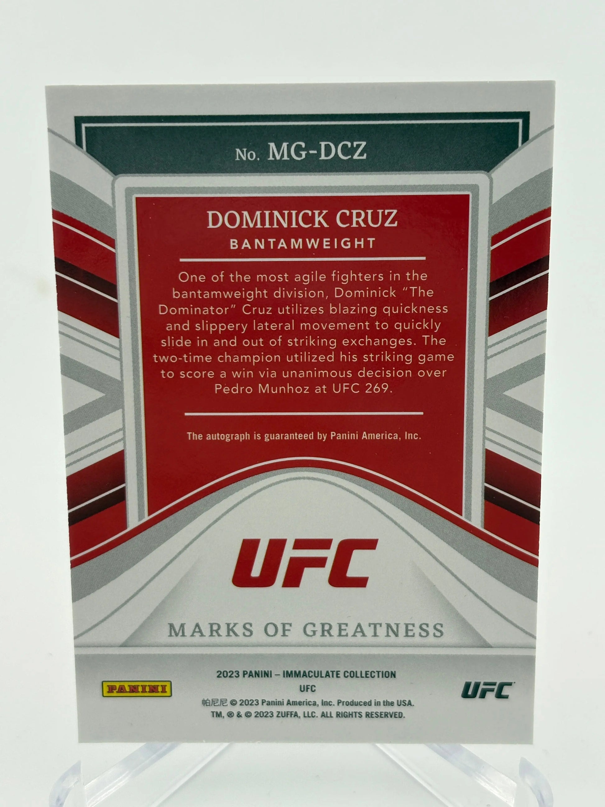 2023 Panini Immaculate UFC Marks of Greatness Dominick Cruz Autograph /25 FRENLY BRICKS - Open 7 Days