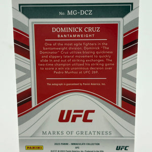 2023 Panini Immaculate UFC Marks of Greatness Dominick Cruz Autograph /25 FRENLY BRICKS - Open 7 Days