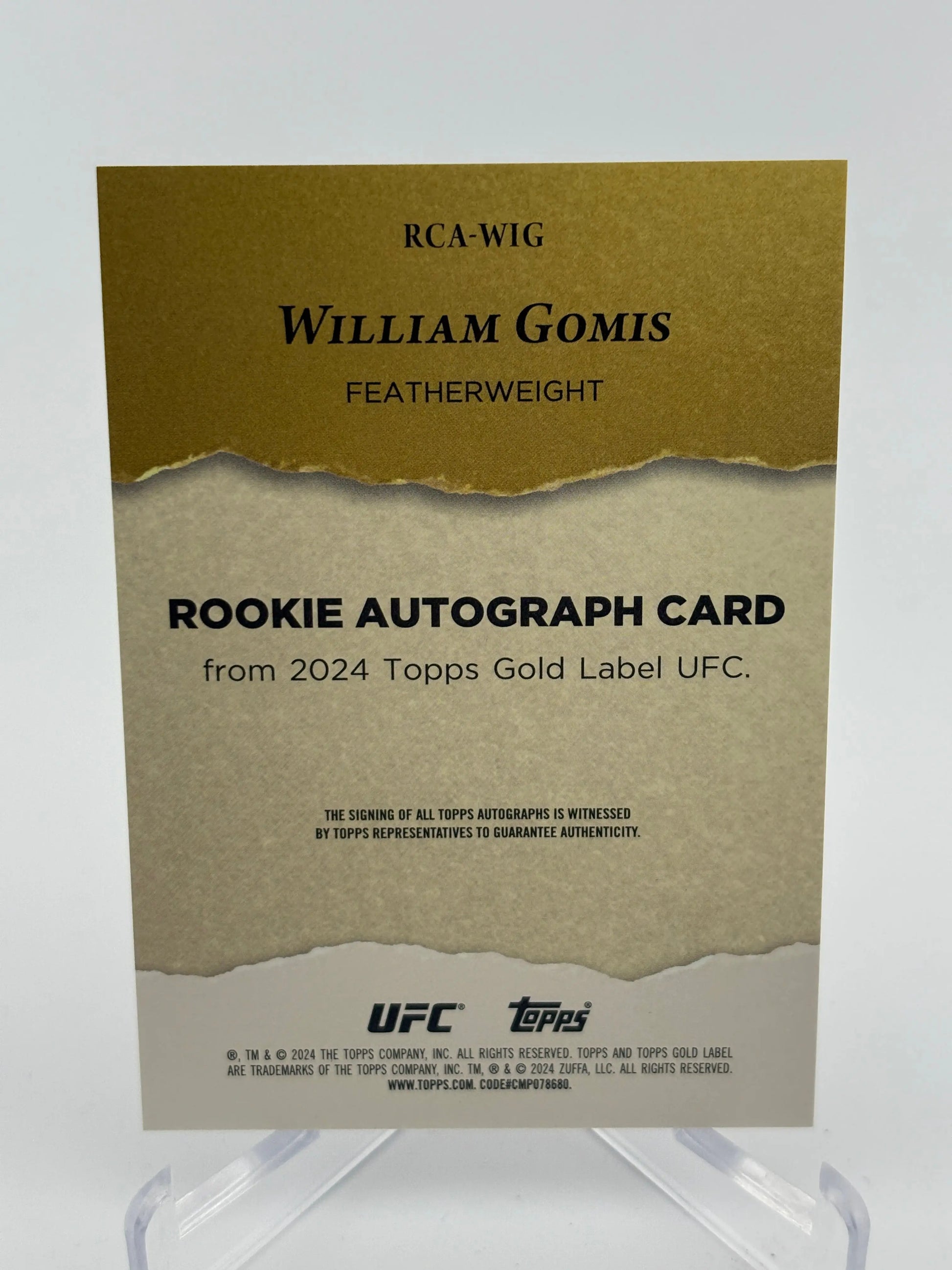 2024 UFC Gold Label Rookie Auto William Gomis /25 FRENLY BRICKS - Open 7 Days