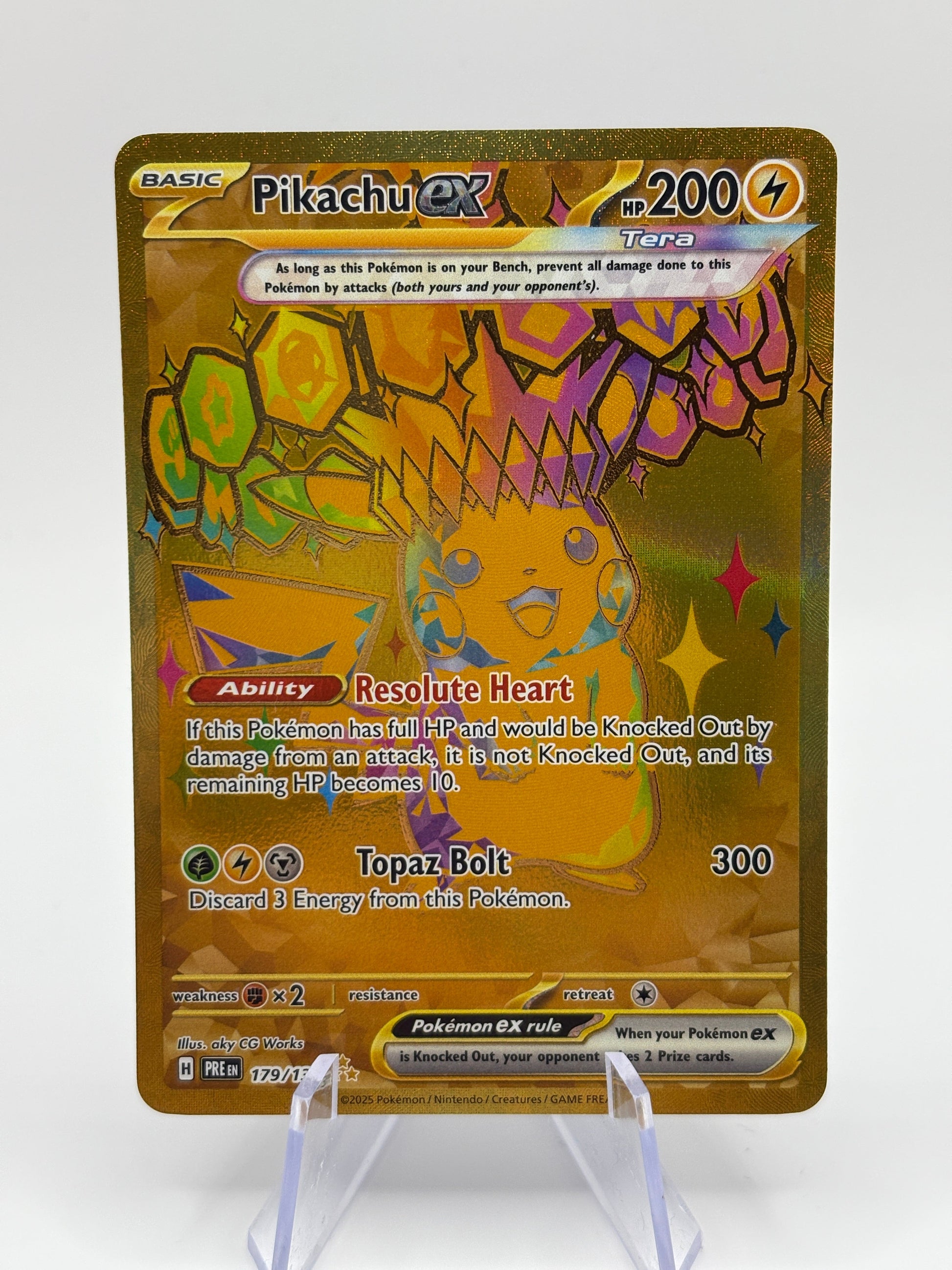 Pokemon TCG Prismatic Evolutions - Pikachu EX 179/131 Hyper Rare Gold NM FRENLY BRICKS - Open 7 Days
