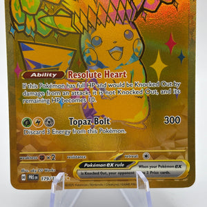 Pokemon TCG Prismatic Evolutions - Pikachu EX 179/131 Hyper Rare Gold NM FRENLY BRICKS - Open 7 Days
