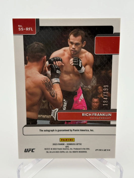 2023 Donruss Optic Signature Series Rich Franklin Red Prizm Auto /199 #SS-RFL FRENLY BRICKS - Open 7 Days