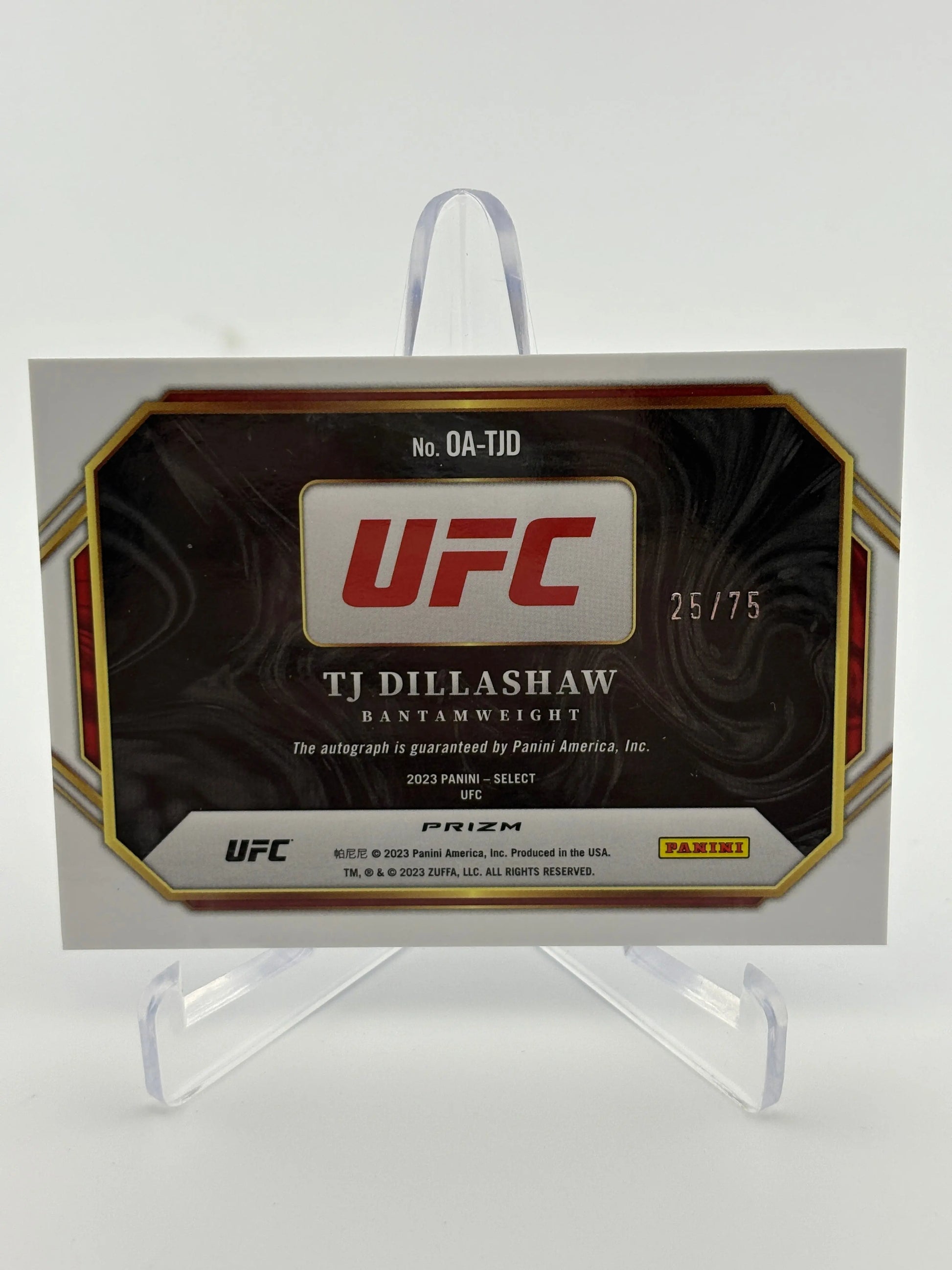2023 Panini Select UFC TJ Dillashaw Octagon Action Auto /75 FRENLY BRICKS - Open 7 Days