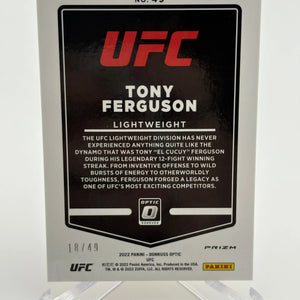 2022 Donruss Optic UFC Tony Ferguson #49 Orange Prizm /49 - Card FRENLY BRICKS - Open 7 Days