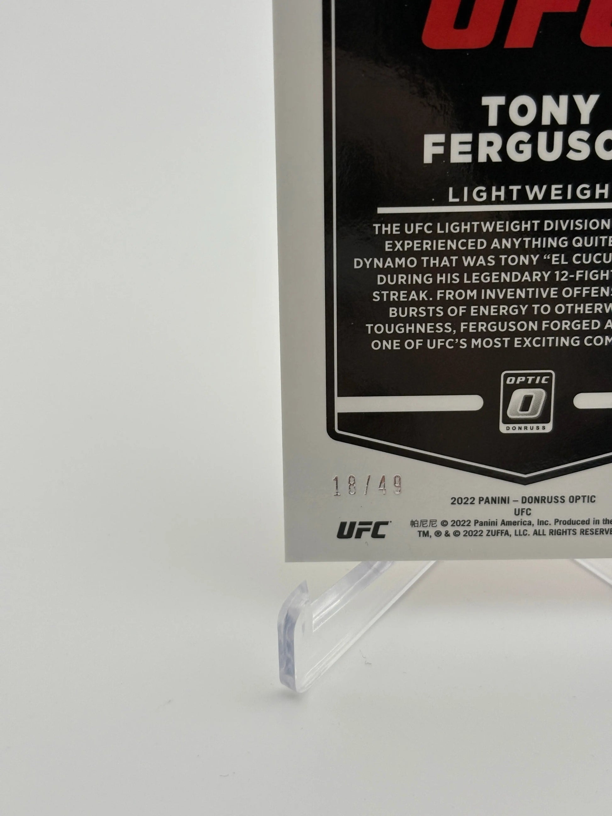 2022 Donruss Optic UFC Tony Ferguson #49 Orange Prizm /49 - Card FRENLY BRICKS - Open 7 Days