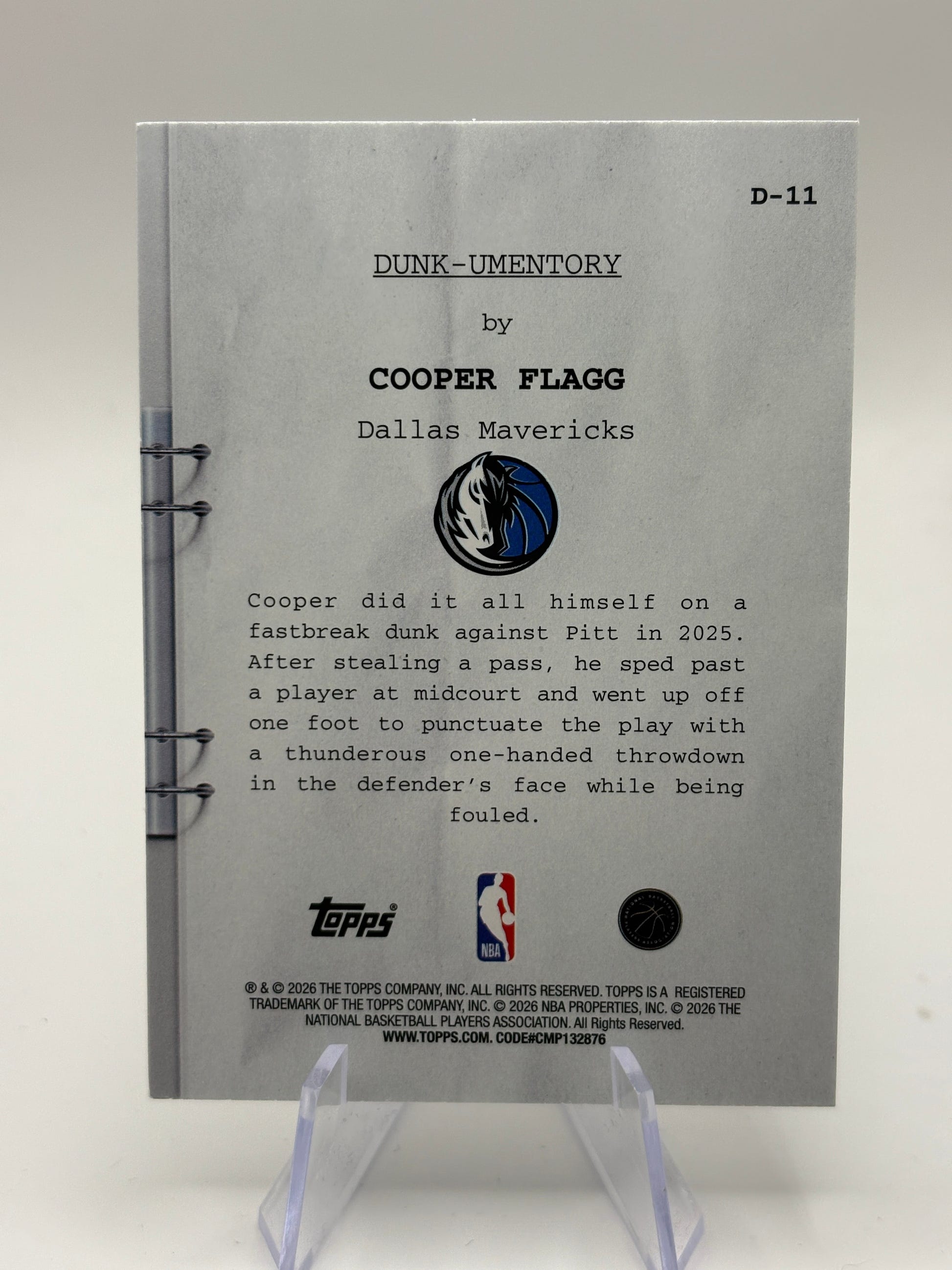 2025-26 Topps Hoops Cooper Flagg RC Rookie Dunk Umentory Silver FRENLY BRICKS - Open 7 Days image 2