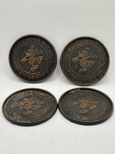 Tokyo Disneyland Mickey Mouse Brass Coasters x 4 Set