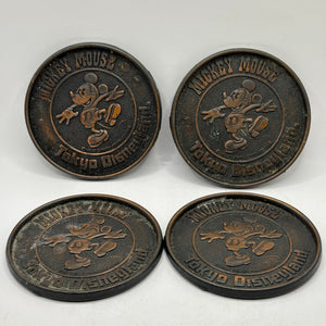 Tokyo Disneyland Mickey Mouse Brass Coasters x 4 Set FRENLY BRICKS - Open 7 Days