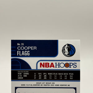2025-26 Topps NBA Hoops Cooper Flagg #35 Green Hoops Rookie RC FRENLY BRICKS - Open 7 Days