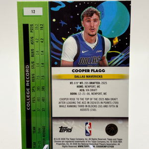 2025-26 Topps Chrome Cooper Flagg Cosmic Rookie Base Dallas Mavericks FRENLY BRICKS - Open 7 Days
