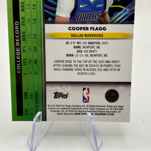 2025-26 Topps Chrome Cooper Flagg Cosmic Rookie Base Dallas Mavericks FRENLY BRICKS - Open 7 Days
