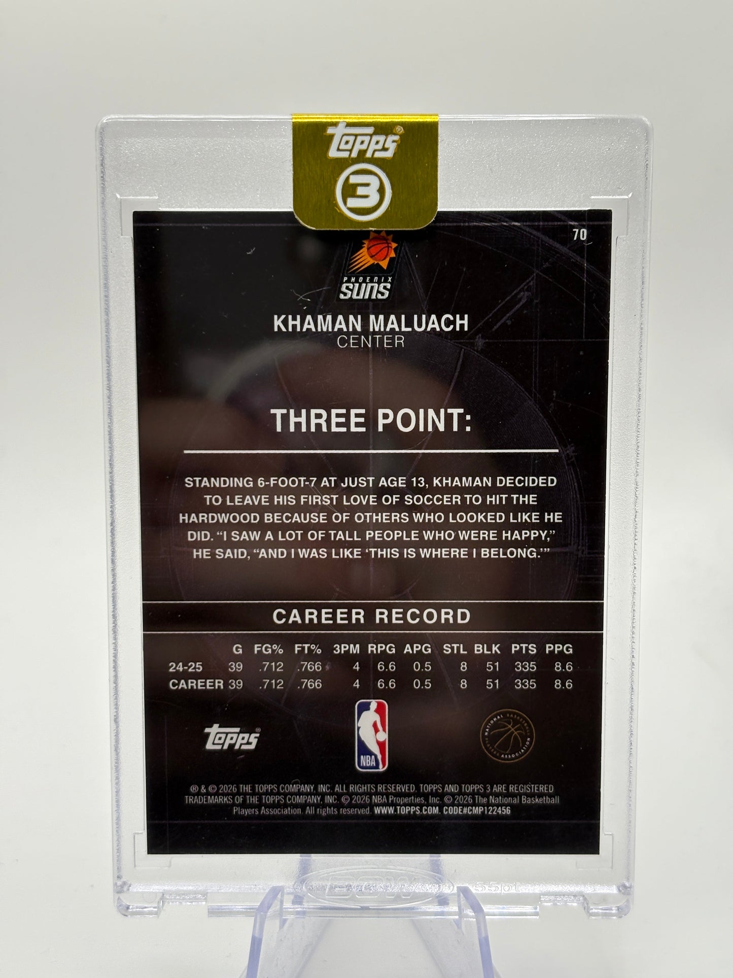 2025 Topps Three Khaman Maluach Base Blue /15 RC Kings BOOK END FRENLY BRICKS - Open 7 Days