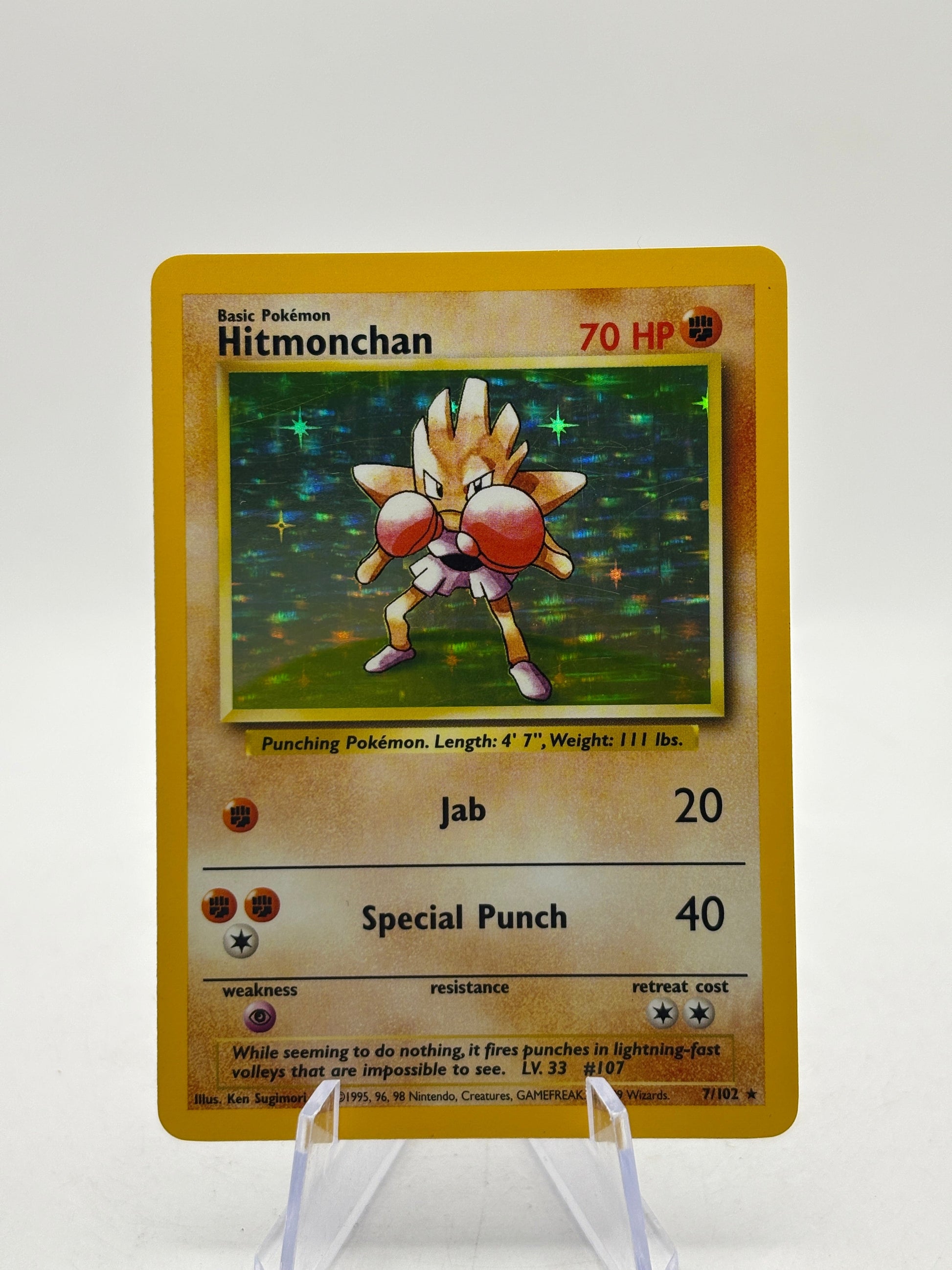 Pokemon TCG WOTC Base Set - Hitmonchan 7/102 Rare Holo LP FRENLY BRICKS - Open 7 Days