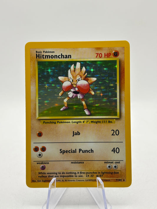 Pokemon TCG WOTC Base Set - Hitmonchan 7/102 Rare Holo LP FRENLY BRICKS - Open 7 Days