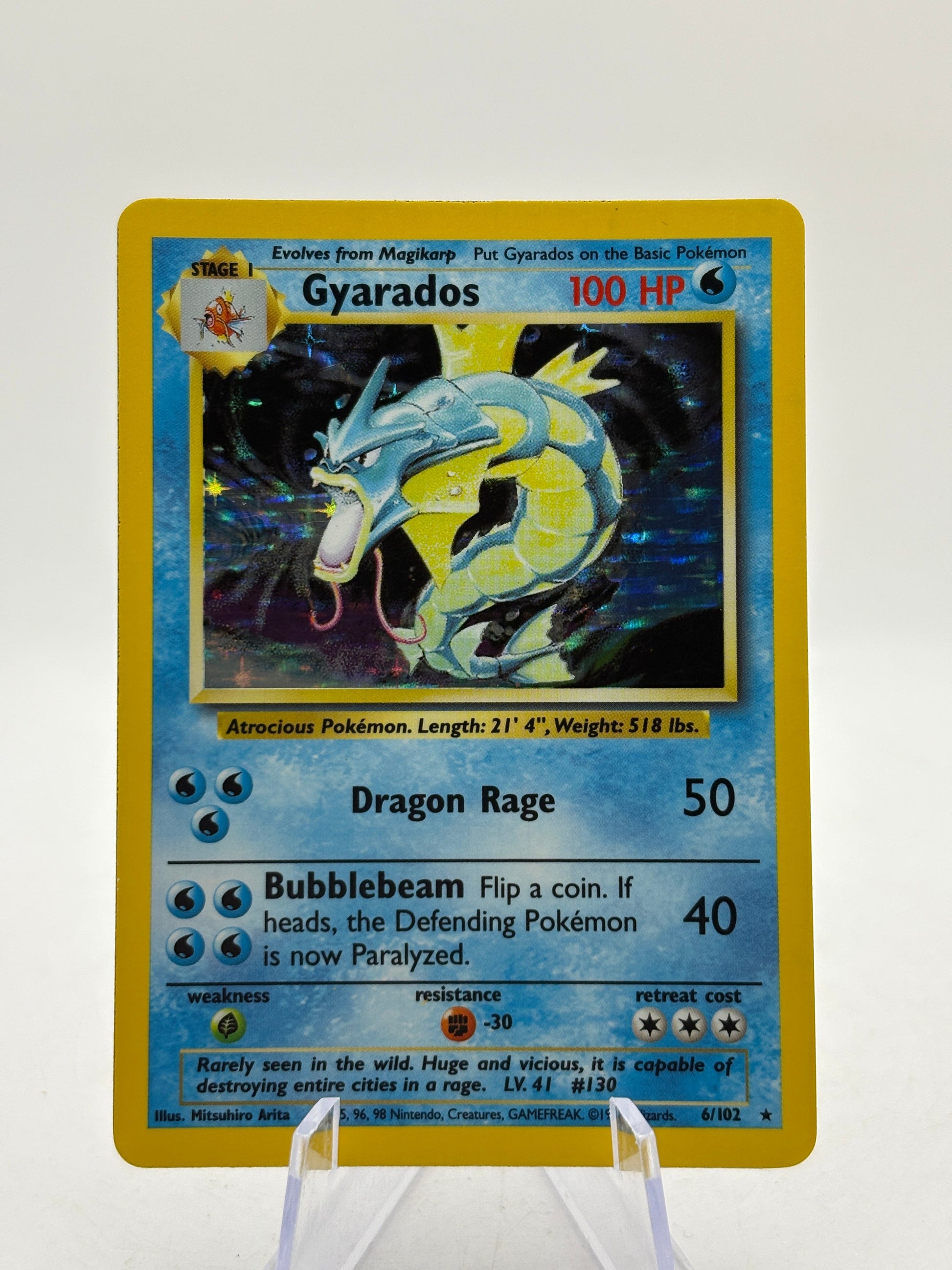 Pokemon TCG WOTC Base Set Unlimited - Gyarados 6/102 Rare Holo LP FRENLY BRICKS - Open 7 Days