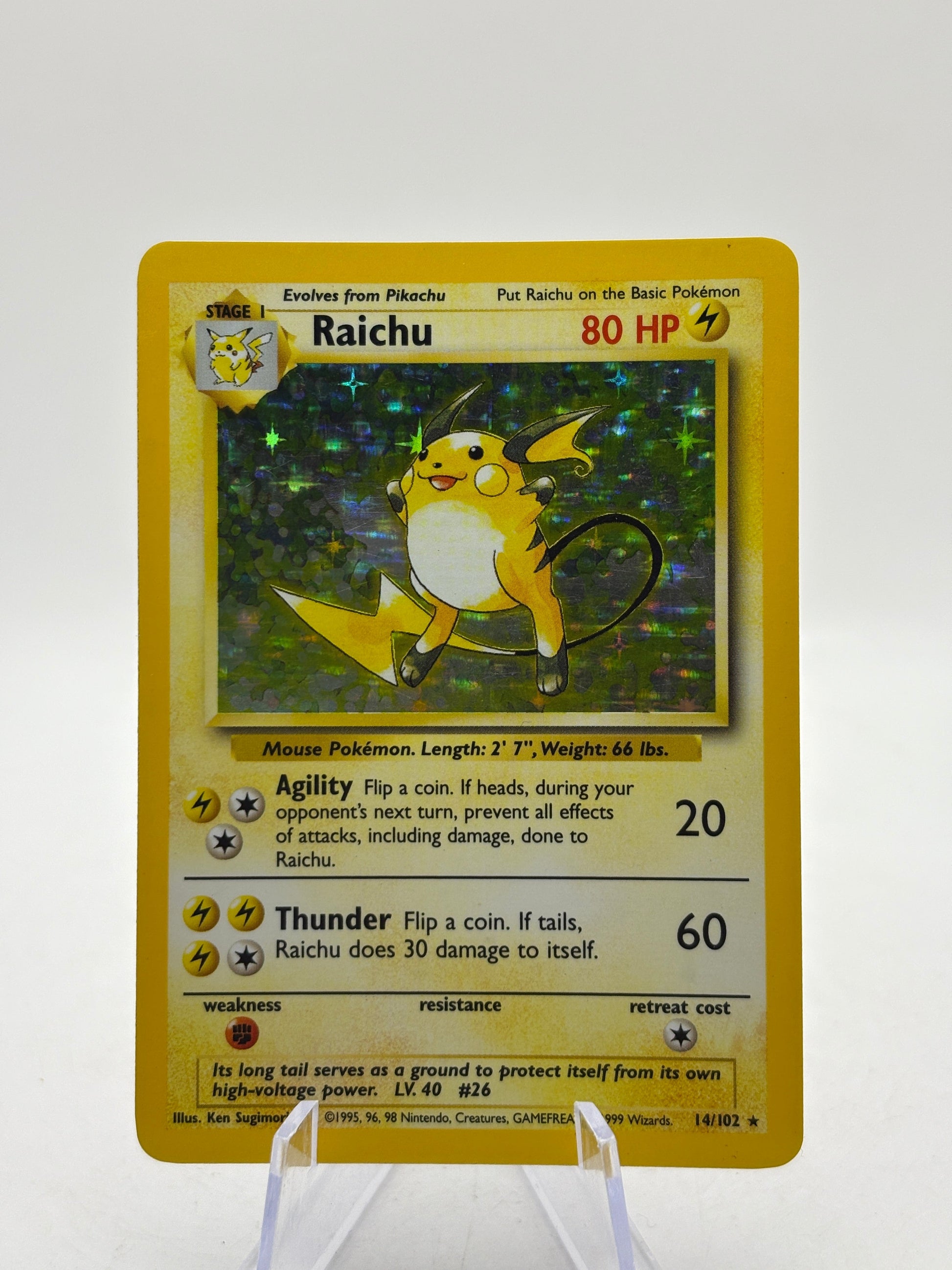 Pokemon TCG WOTC Base Set Unlimited - Raichu 14/102 Rare Holo MP FRENLY BRICKS - Open 7 Days