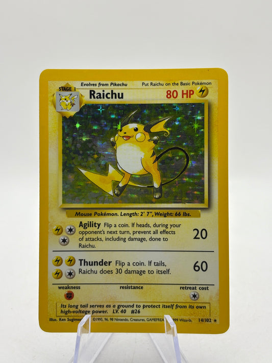 Pokemon TCG WOTC Base Set Unlimited - Raichu 14/102 Rare Holo MP FRENLY BRICKS - Open 7 Days