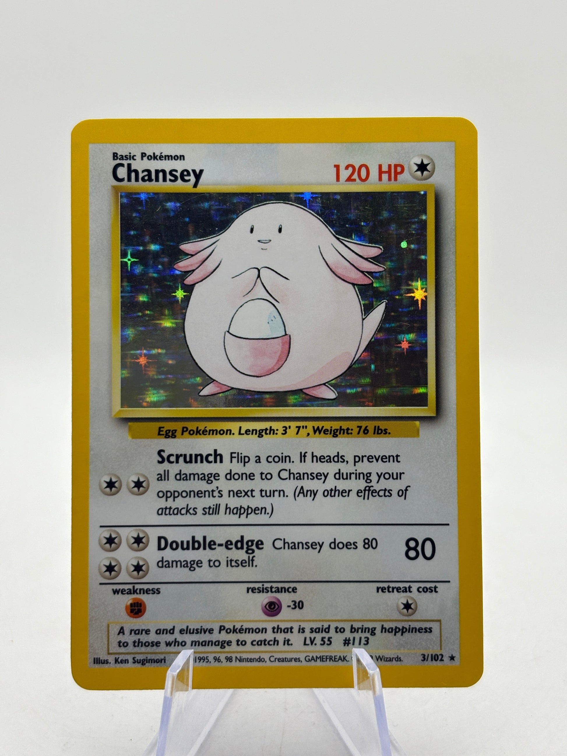 Pokemon TCG WOTC Base Set Unlimited - Chansey 3/102 Rare Holo MP FRENLY BRICKS - Open 7 Days