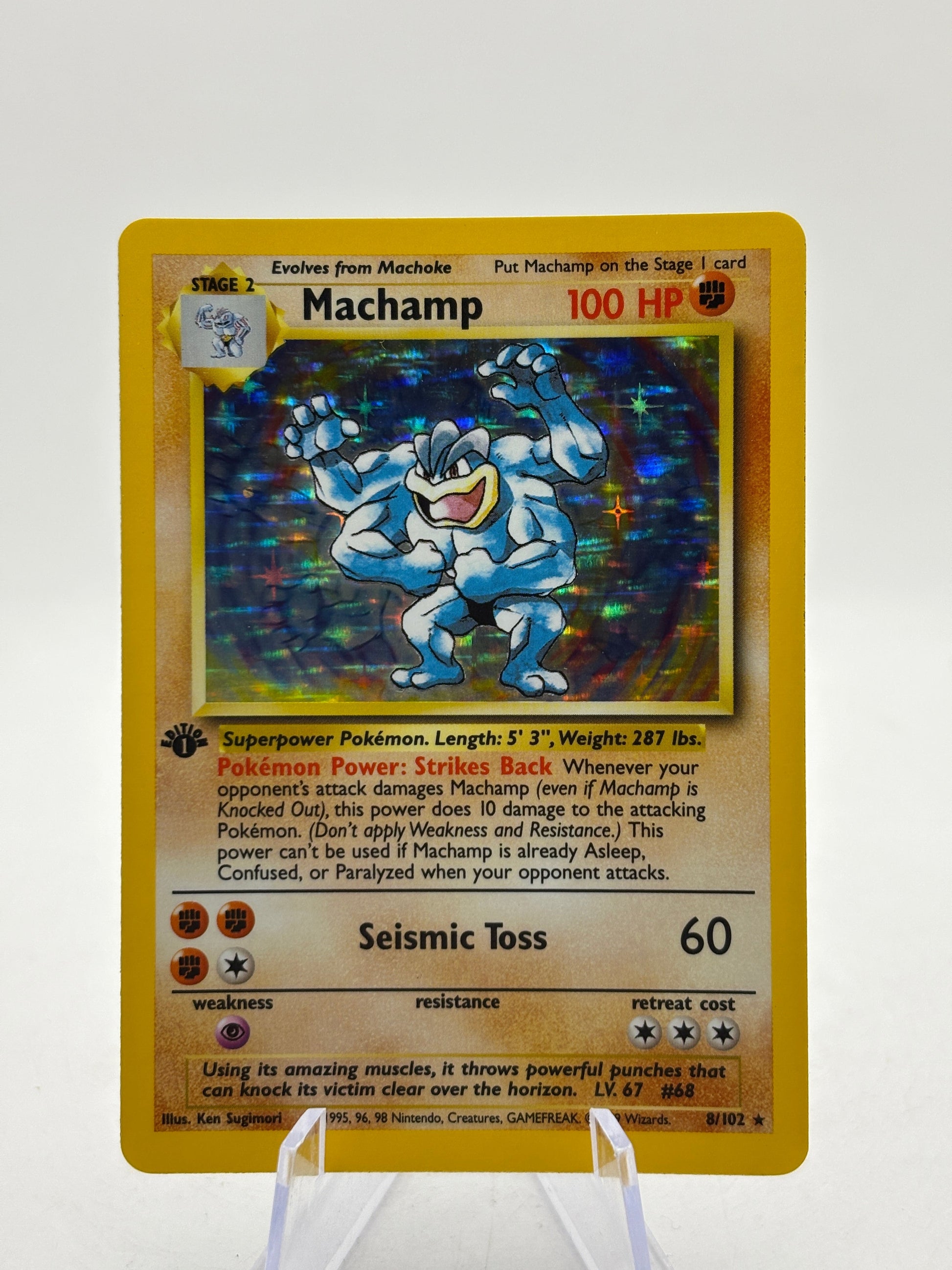 Pokemon TCG WOTC Base Set 1st Edition - Machamp 8/102 Rare Holo LP FRENLY BRICKS - Open 7 Days