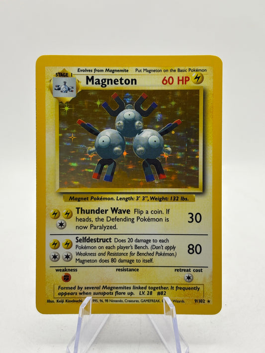 Pokemon TCG Base Set Unlimited - Magneton 9/102 Rare Holo LP FRENLY BRICKS - Open 7 Days