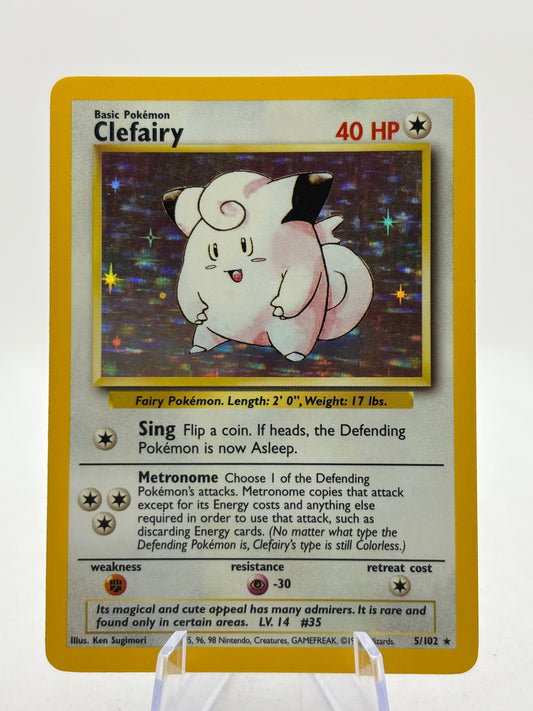 Pokemon TCG WOTC Base Set Unlimited - Clefairy 5/102 Rare Holo LP FRENLY BRICKS - Open 7 Days
