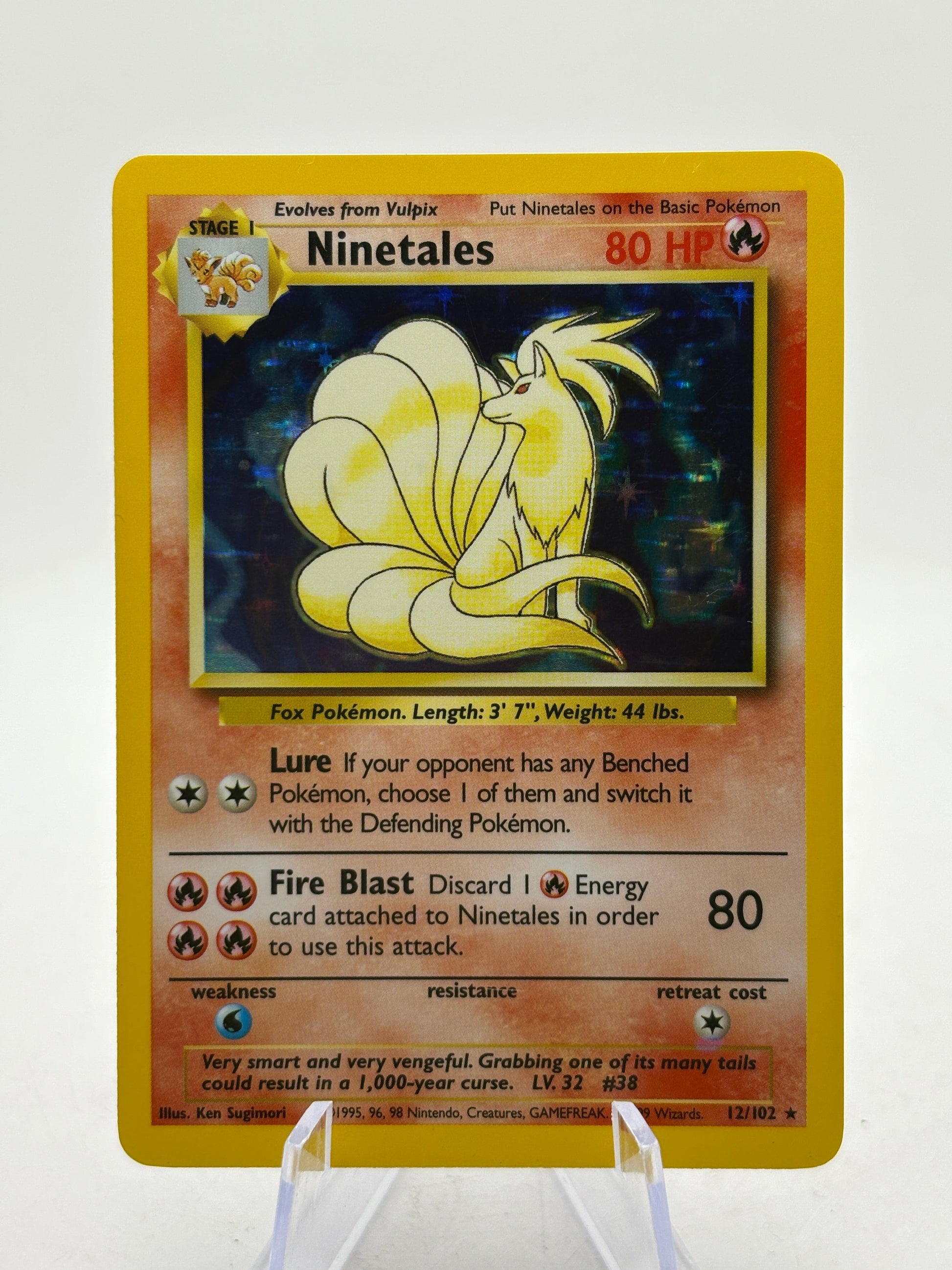 Pokemon TCG WOTC Base Set Unlimited - Ninetales 12/102 Rare Holo LP FRENLY BRICKS - Open 7 Days