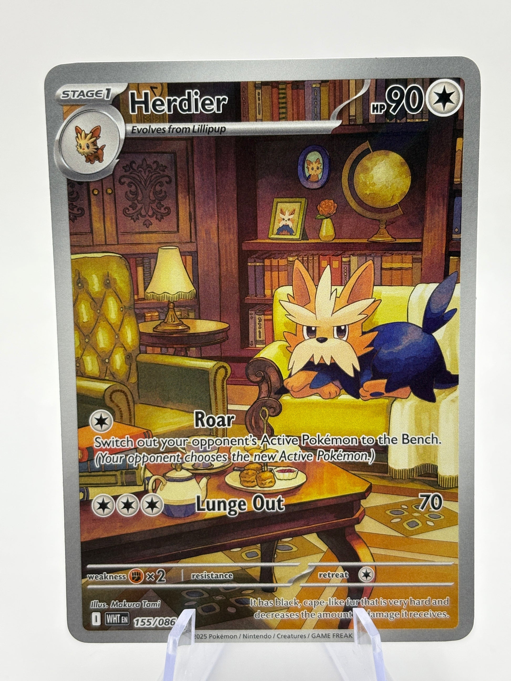 Pokemon TCG White Flare - Herdier 155/086 Illustration Rare NM FRENLY BRICKS - Open 7 Days