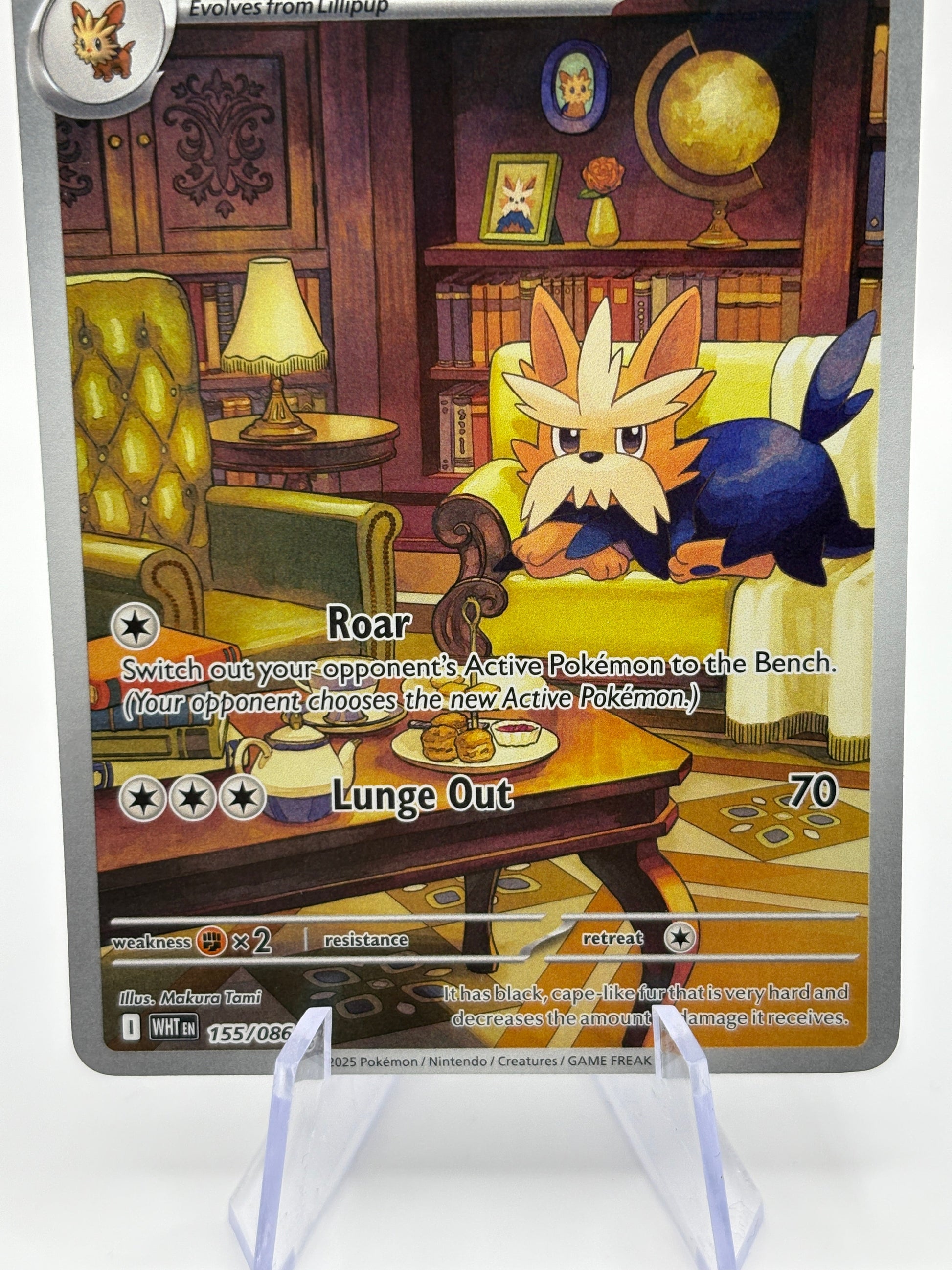 Pokemon TCG White Flare - Herdier 155/086 Illustration Rare NM FRENLY BRICKS - Open 7 Days