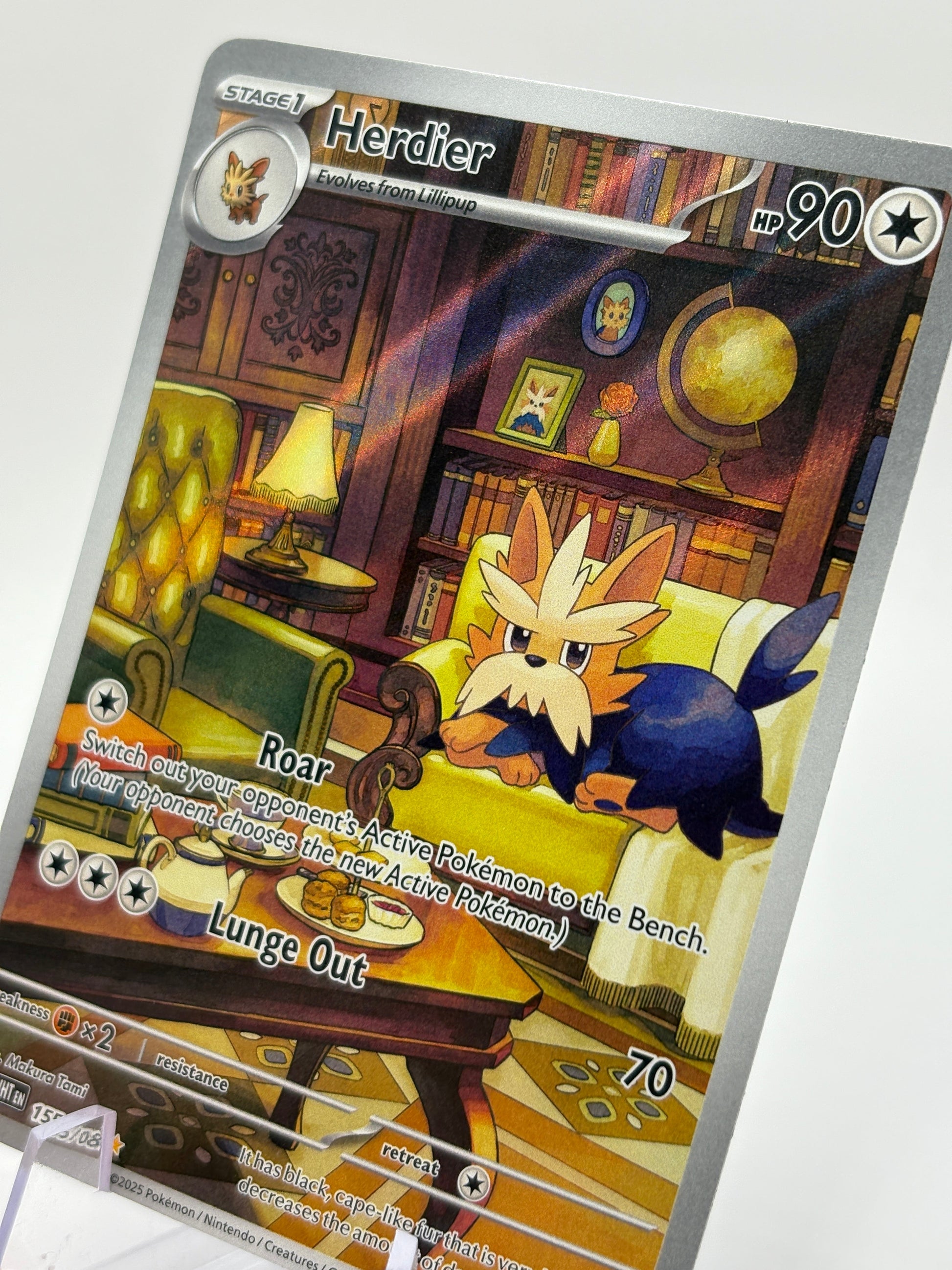 Pokemon TCG White Flare - Herdier 155/086 Illustration Rare NM FRENLY BRICKS - Open 7 Days