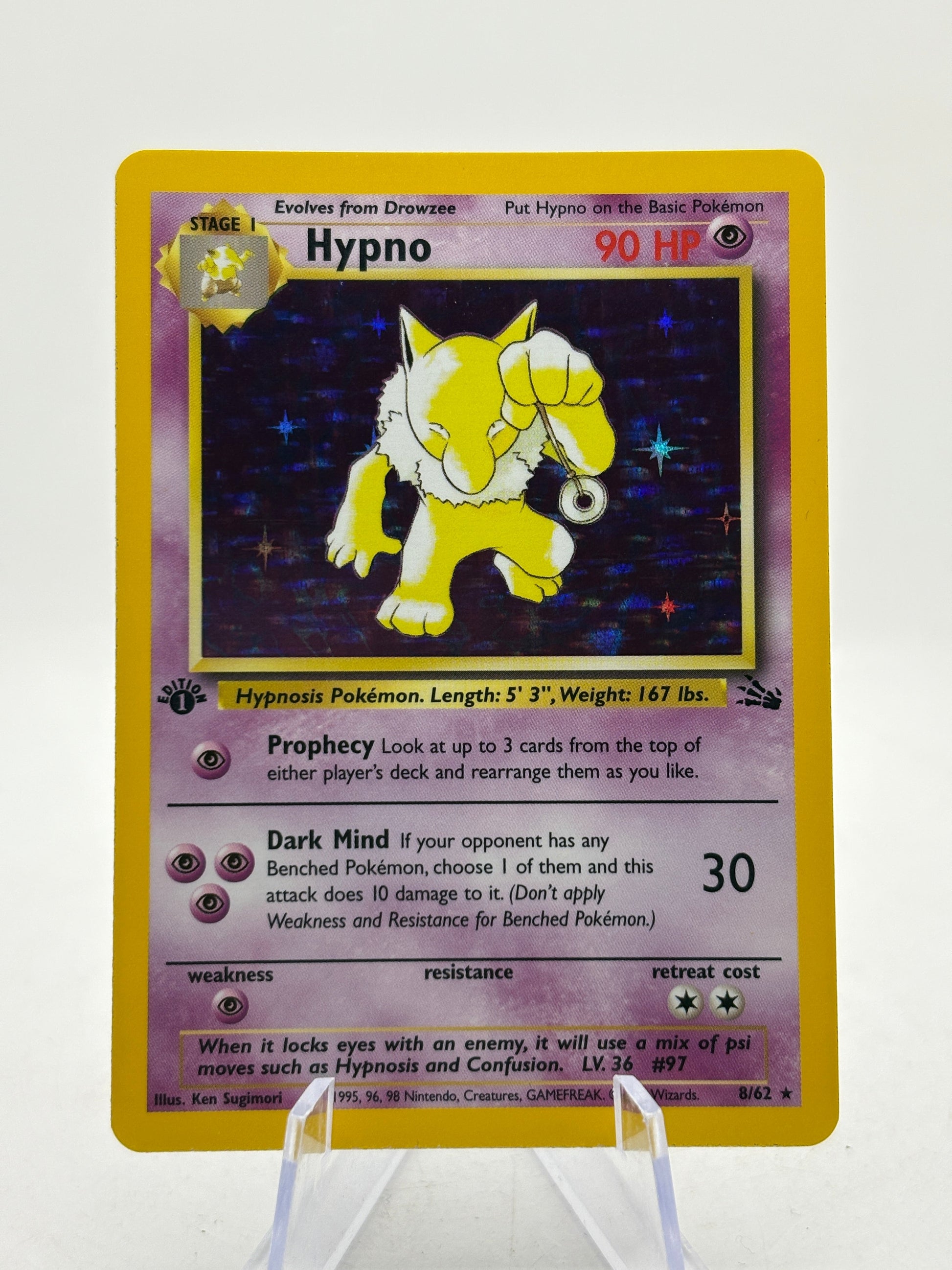 Pokemon TCG WOTC Fossil 1st Edition - Hypno 8/62 Rare Holo LP FRENLY BRICKS - Open 7 Days