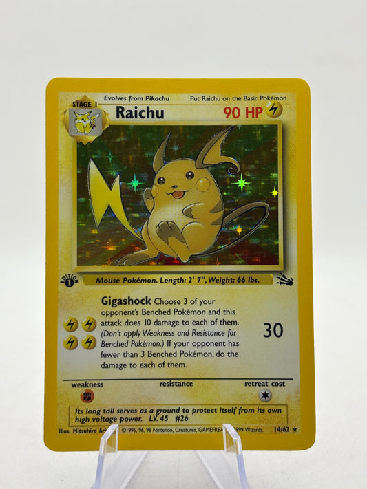 Pokemon TCG WOTC Fossil 1st Edition - Raichu 14/62 Rare Holo LP FRENLY BRICKS - Open 7 Days