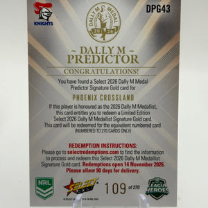 2026 SELECT NRL LEAGUE HEROES PHOENIX CROSSLAND DALLY M PREDICTOR FRENLY BRICKS - Open 7 Days