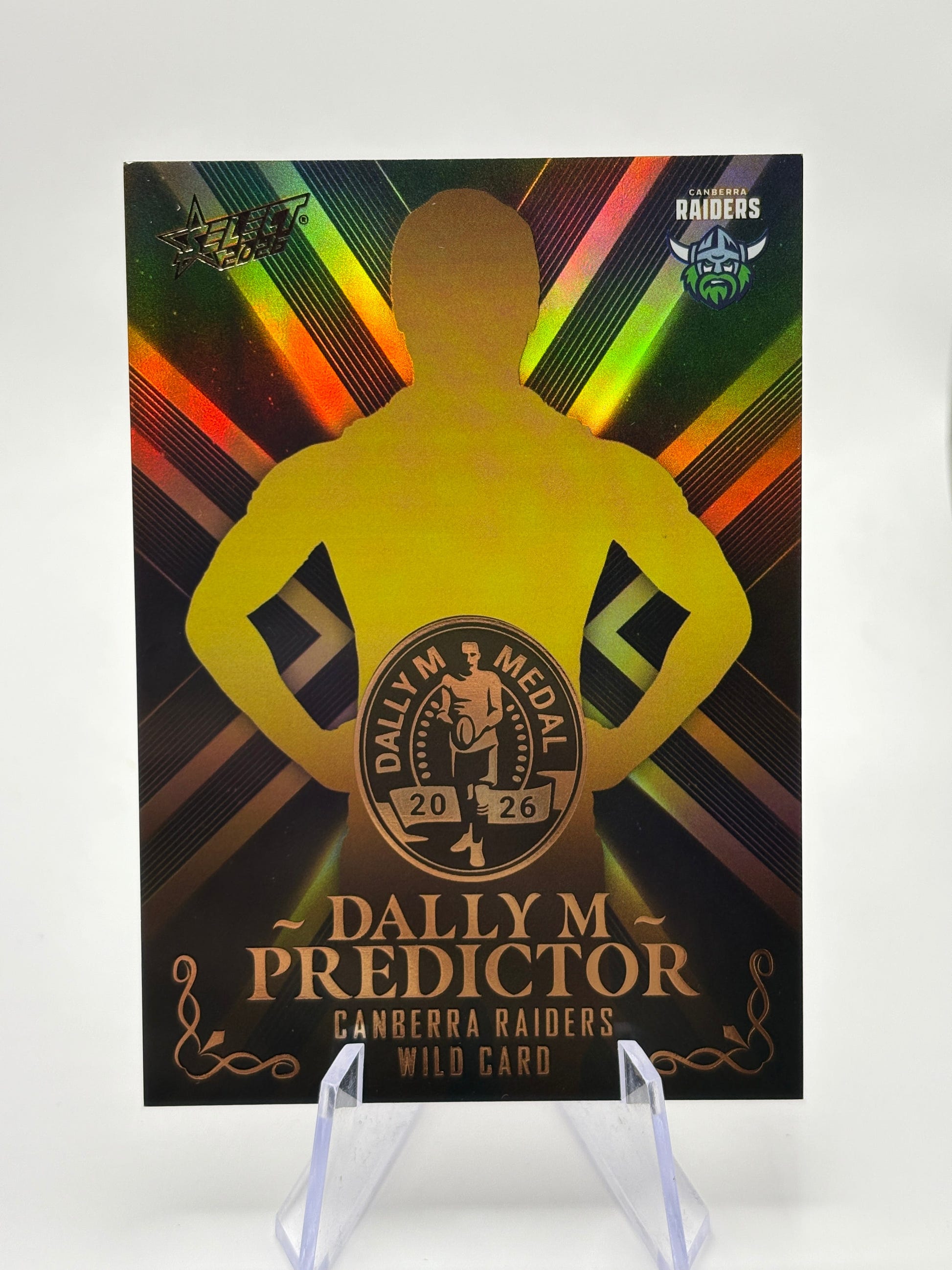 Select 2026 NRL League Heroes Dally M Predictor Gold /270 Raiders Wild Card (1) FRENLY BRICKS - Open 7 Days image 1
