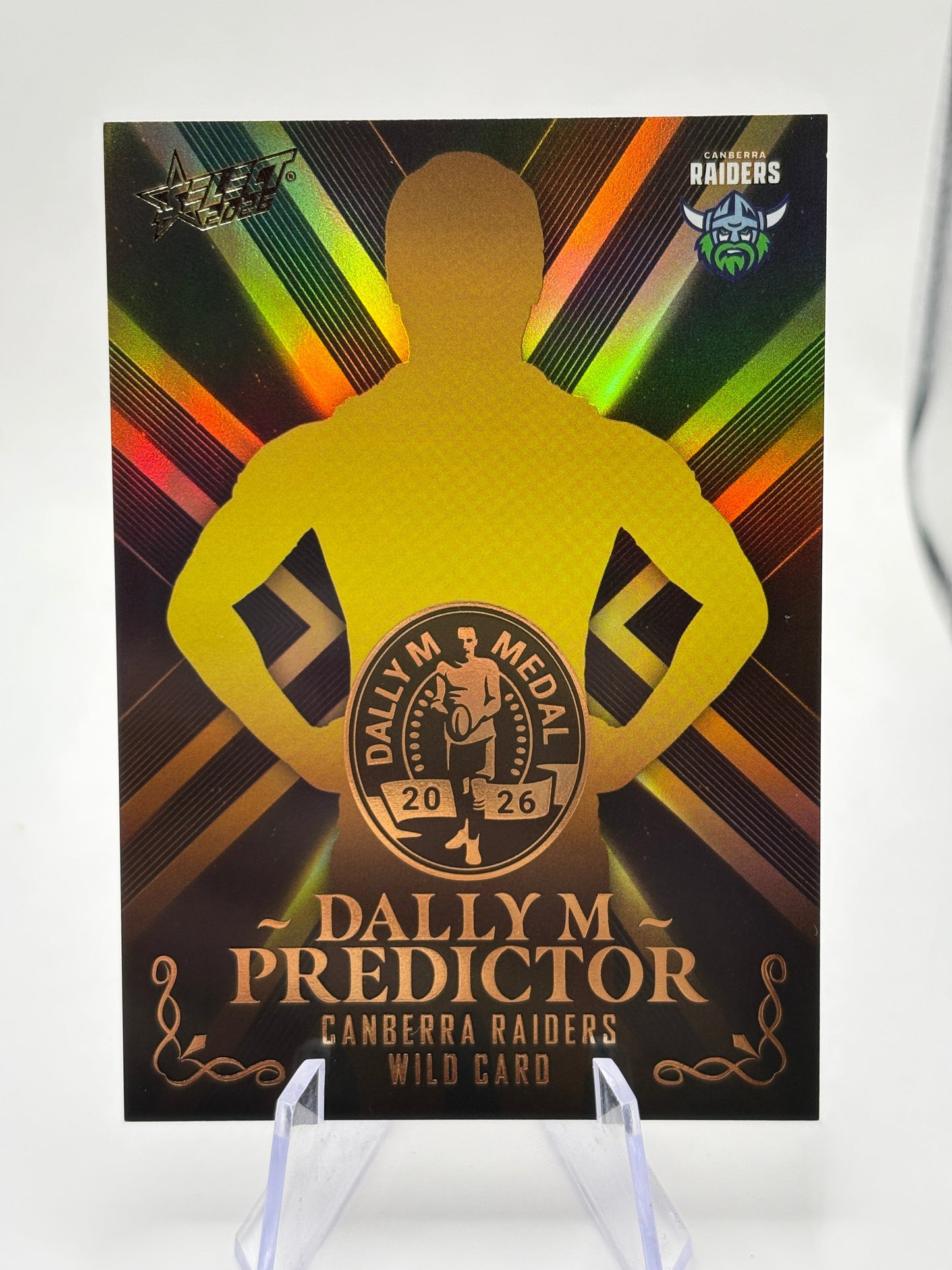 Select 2026 NRL League Heroes Dally M Predictor Gold /270 Raiders Wild Card (2) FRENLY BRICKS - Open 7 Days