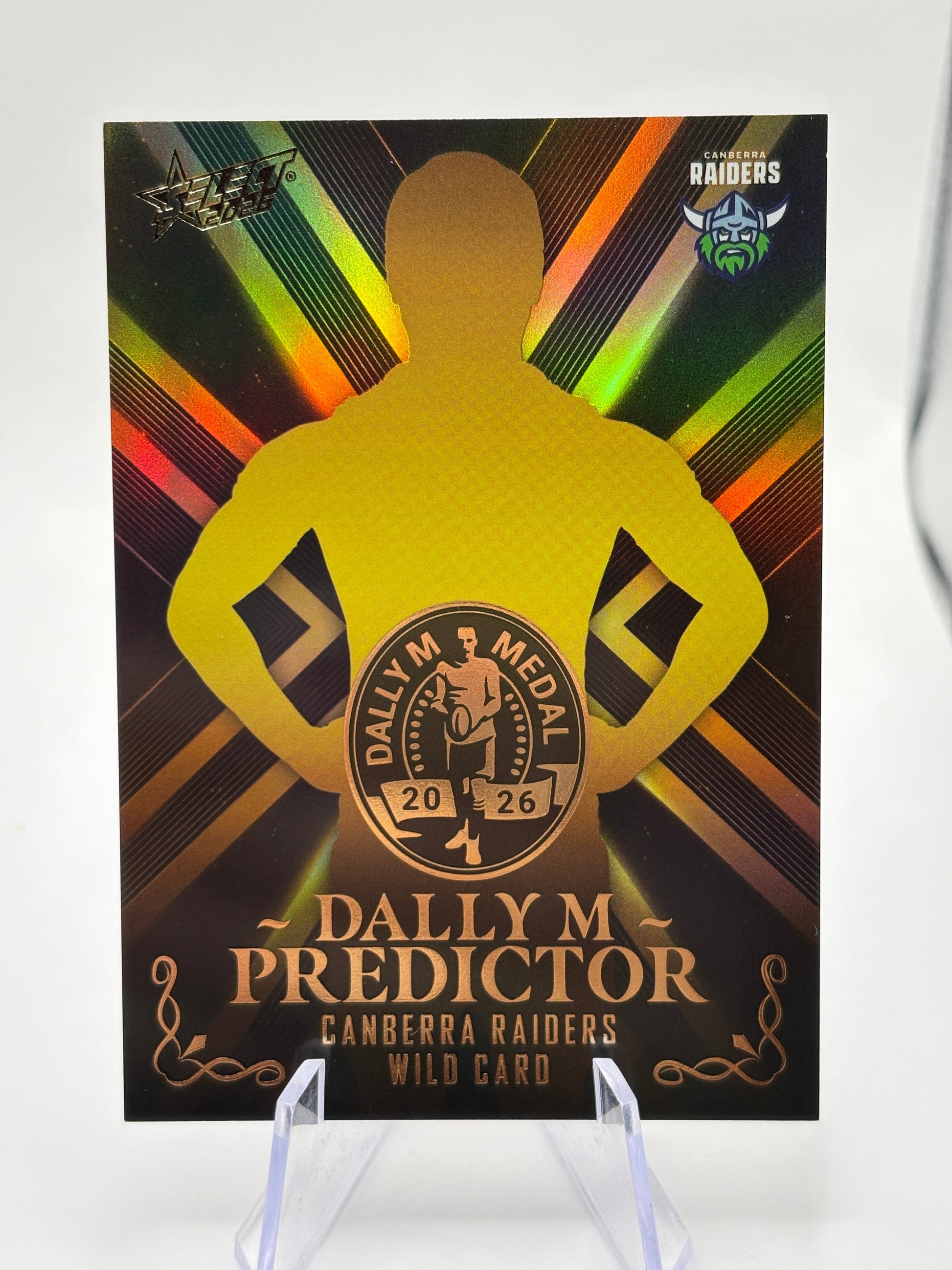 Select 2026 NRL League Heroes Dally M Predictor Gold /270 Raiders Wild Card (2) FRENLY BRICKS - Open 7 Days