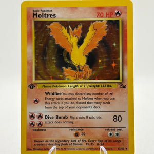 Pokemon TCG WOTC Fossil 1st Edition - Moltres 12/62 Rare Holo MP (1) FRENLY BRICKS - Open 7 Days