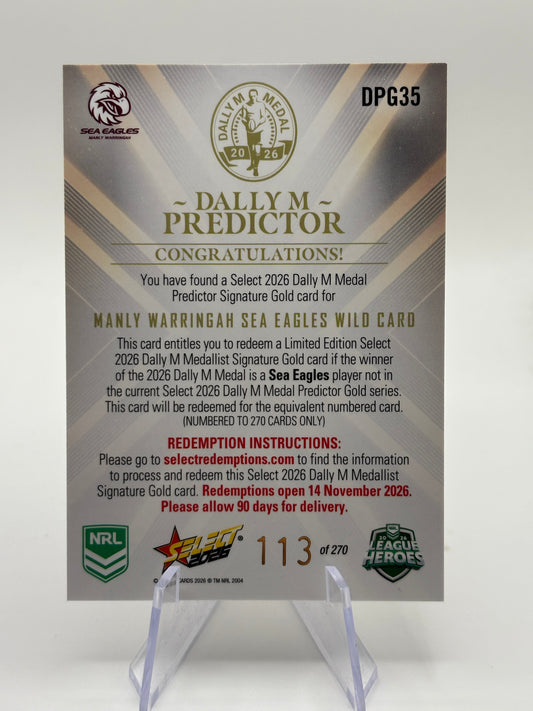2026 Select Dally M Predictor Manly Wild Card /270 FRENLY BRICKS - Open 7 Days