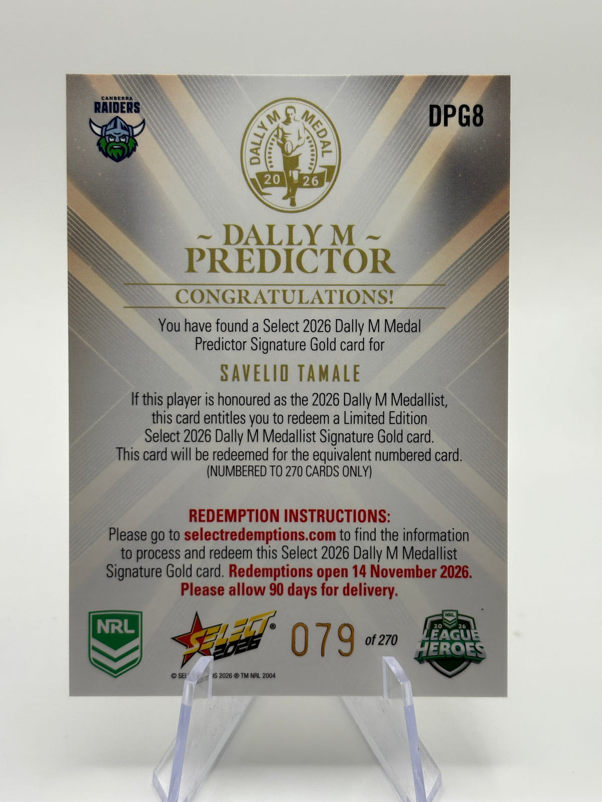 2026 League Heroes Dally M Predictor Savelio Tamale /270 FRENLY BRICKS - Open 7 Days image 2