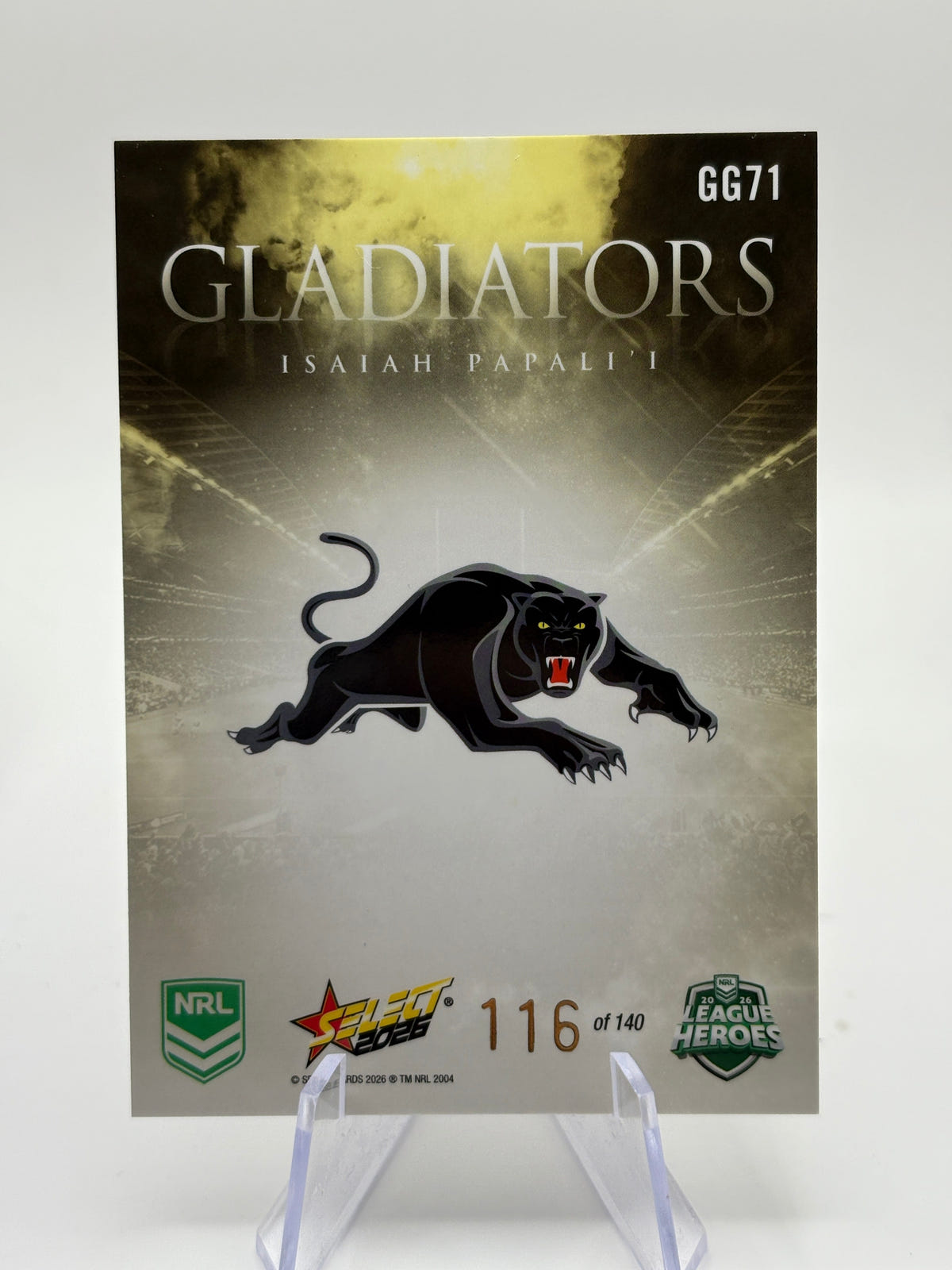 2026 Select NRL League Heroes Gladiators Gold Isaiah Papali'i /140 Panthers FRENLY BRICKS - Open 7 Days image 2
