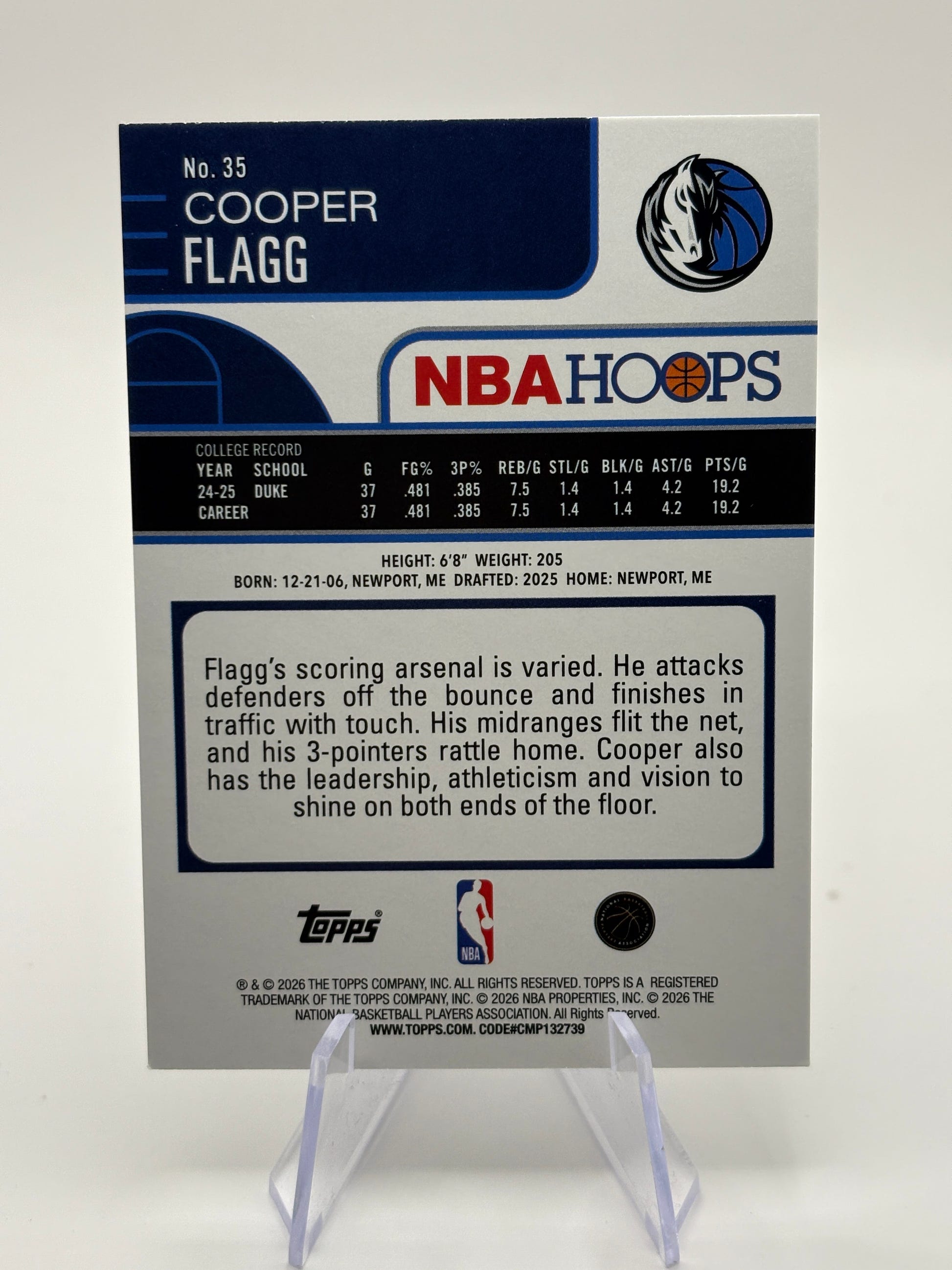 2025 Topps NBA Hoops Cooper Flagg RC Silver Foil Dallas Mavericks Rookie #35 FRENLY BRICKS - Open 7 Days image 2