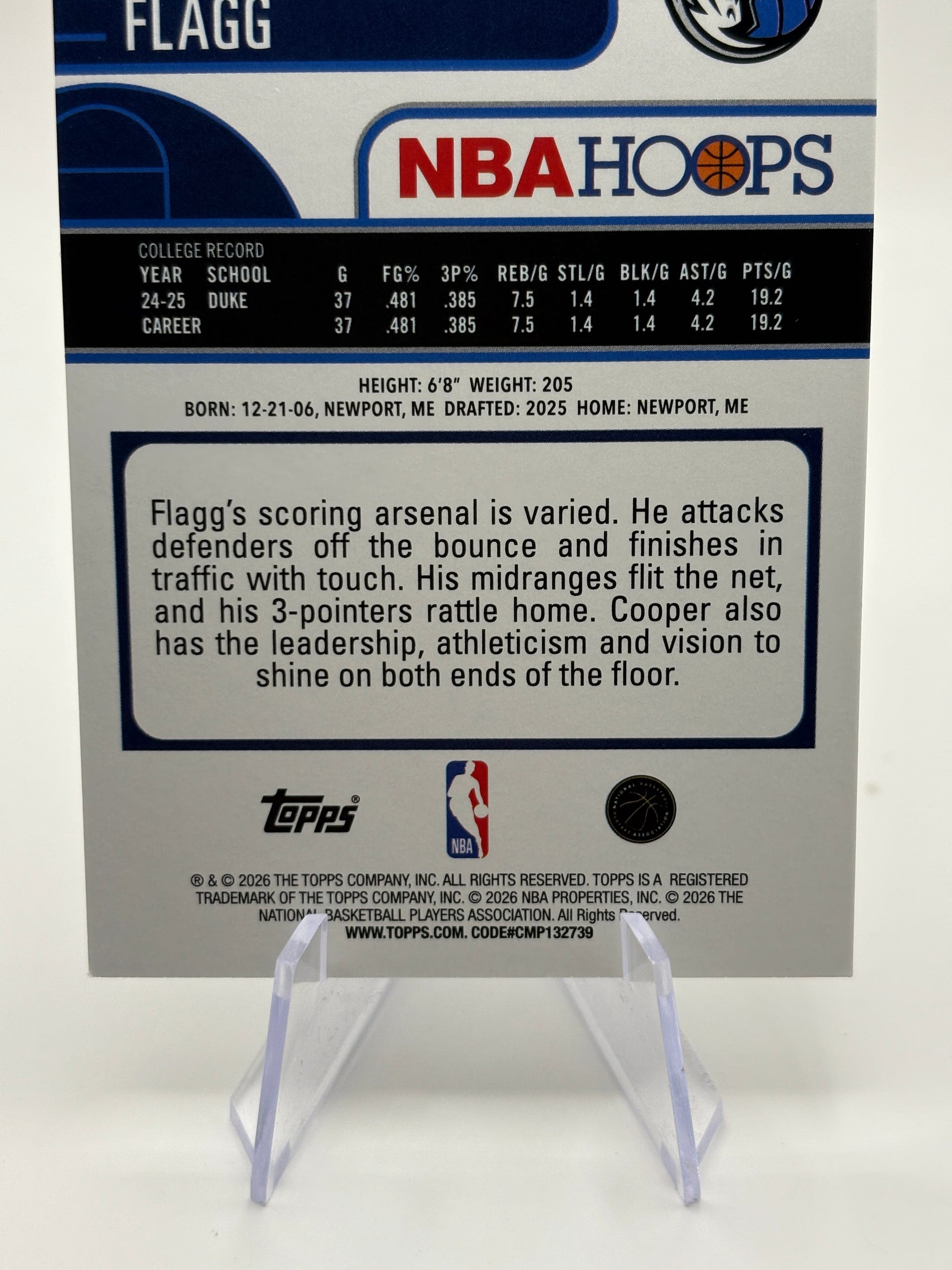 2025 Topps NBA Hoops Cooper Flagg RC Silver Foil Dallas Mavericks Rookie #35 FRENLY BRICKS - Open 7 Days image 4