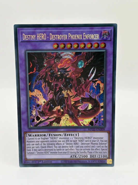 Yu-Gi-Oh! TCG Destiny HERO - Destroyer Phoenix Enforcer MP22-EN209 Secret Rare LP FRENLY BRICKS - Open 7 Days