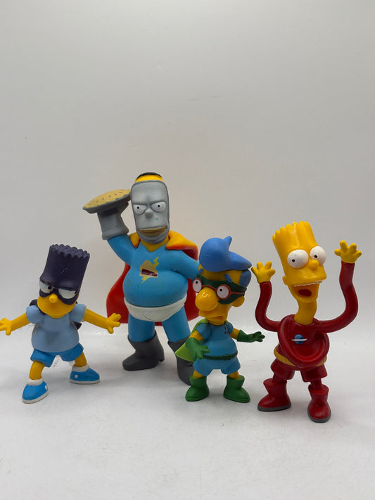 The Simpsons 2005/2006 Super Heroes Action Figure Lot - Homer, Bart & Milhouse FRENLY BRICKS - Open 7 Days