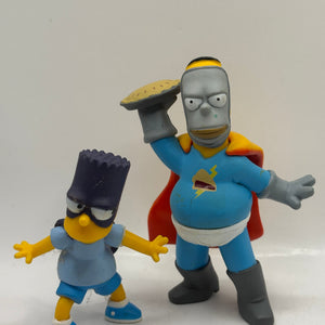The Simpsons 2005/2006 Super Heroes Action Figure Lot - Homer, Bart & Milhouse FRENLY BRICKS - Open 7 Days