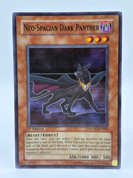 YUGIOH NEO-SPACIAN DARK PANTHER SUPER RARE POTD-EN005 1ST ED NM FRENLY BRICKS - Open 7 Days