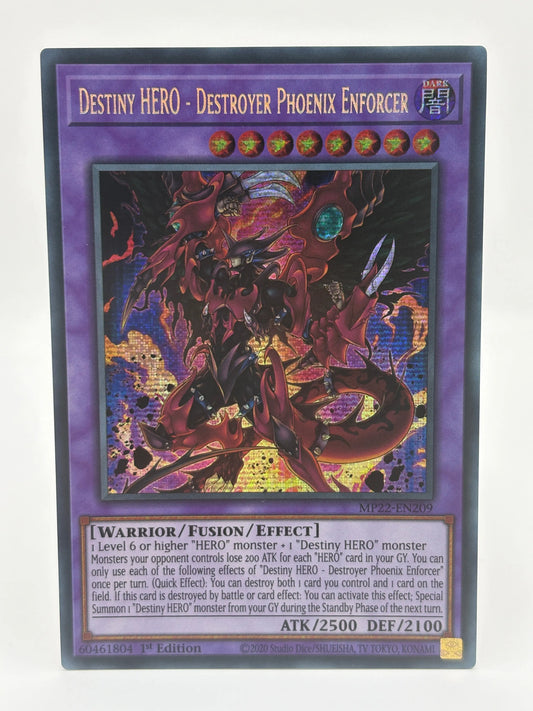 Yu-Gi-Oh! Destiny HERO - Destroyer Phoenix Enforcer MP22-EN209 Prismatic Secret NM FRENLY BRICKS - Open 7 Days