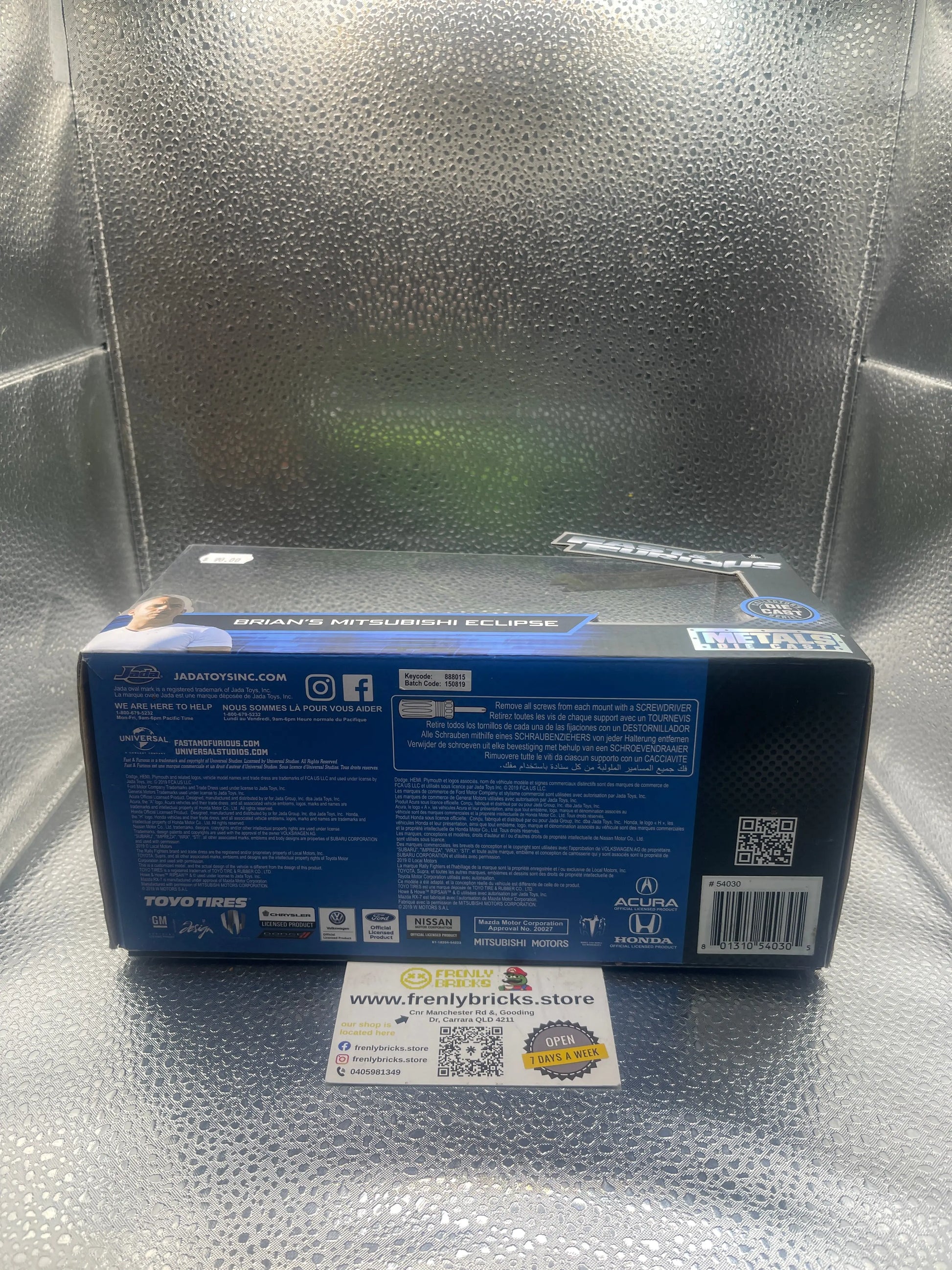 Jada Toys 1:24 Brian’s Mitsubishi Eclipse Car #54030 FRENLY BRICKS - Open 7 Days