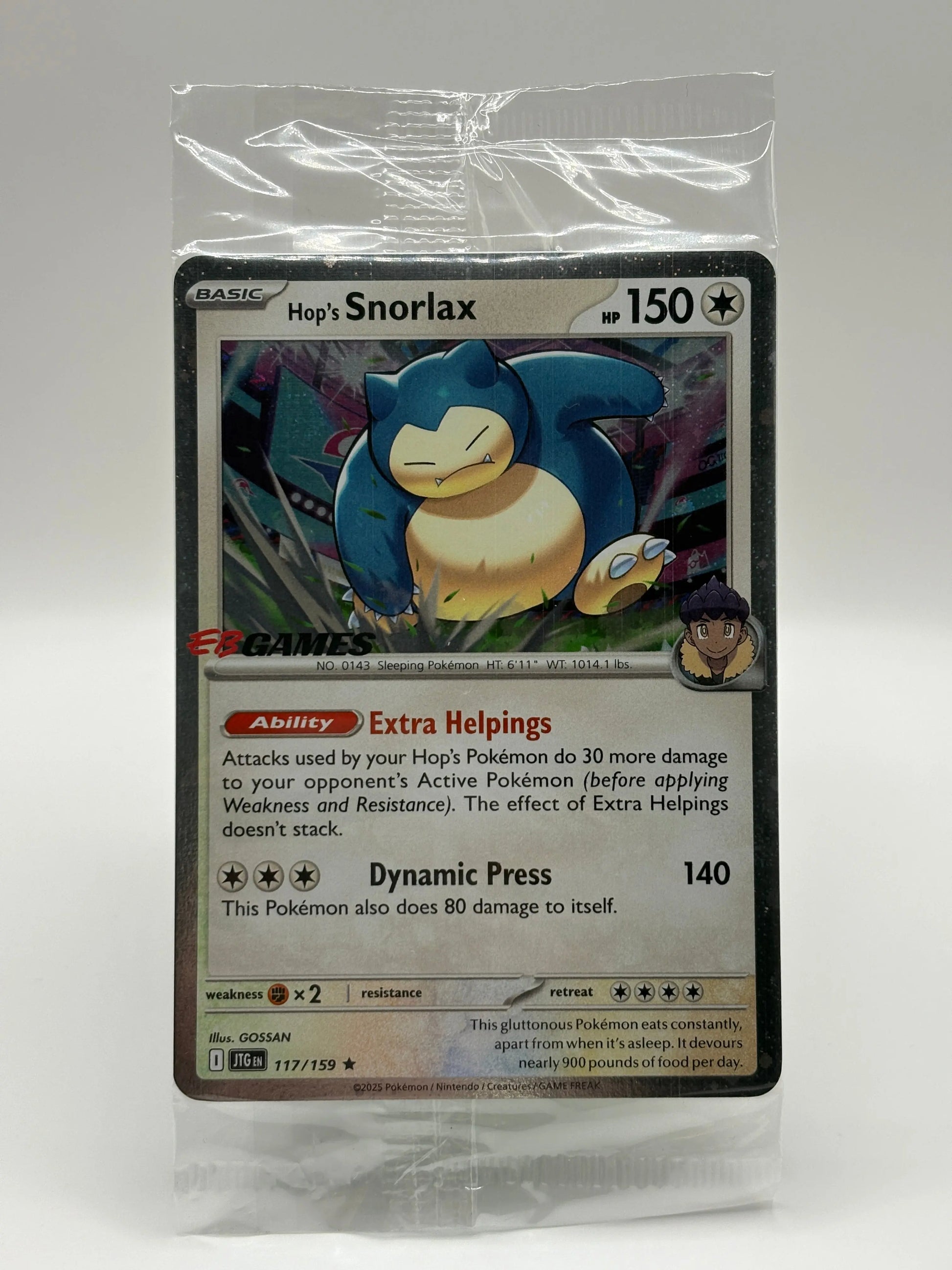 Hop's Snorlax 117/159 EB Games-Stamped Promo - Pokemon Card Sealed FRENLY BRICKS - Open 7 Days