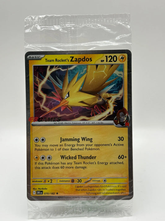 EB Games Team Rocket’s Zapdos 070/182 Destined Rivals Stamped Promo SEALED FRENLY BRICKS - Open 7 Days