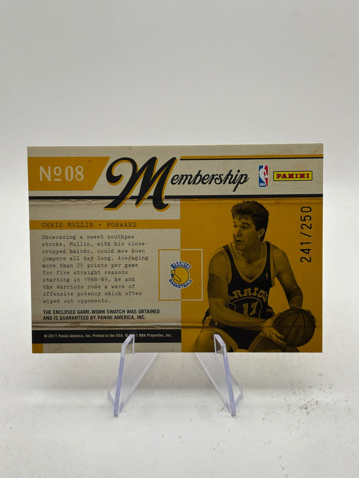 Chris Mullin 2010 Panini Classics - Membership Materials #8 /250 Warriors image 2